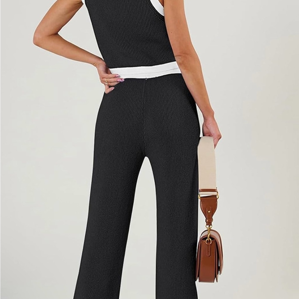 Black and White Sweater Vest and Pants Set - Picture 4 of 4
